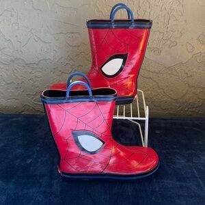 Marvel Spiderman Rain Boots Kids Dual Size 2/3 Rubber Shoes Waterproof